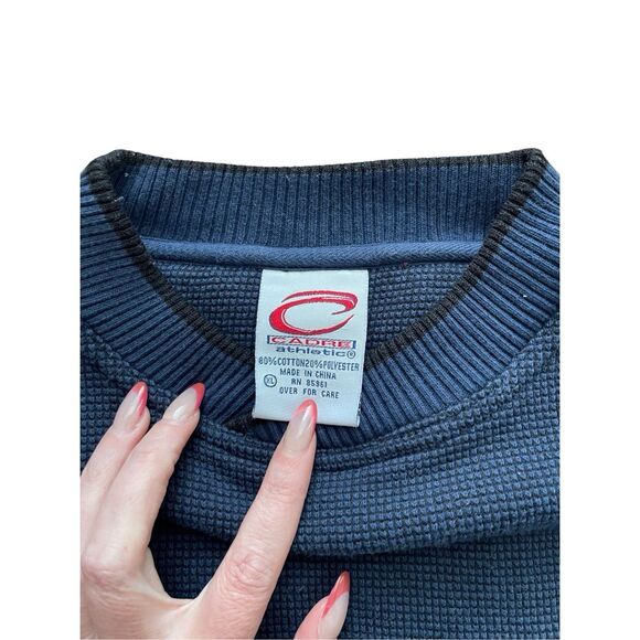 90s Vintage university of Michigan blue thermal oversized sweatshirt size xl - Picture 3 of 7